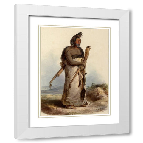 Mexkemahuastan Chief of the Bigbellies of the prarie White Modern Wood Framed Art Print with Double Matting by Bodmer, Karl