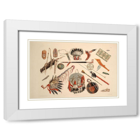Indian utensils and arms White Modern Wood Framed Art Print with Double Matting by Bodmer, Karl