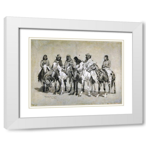 Waiting For The Beef Issue White Modern Wood Framed Art Print with Double Matting by Remington, Frederic