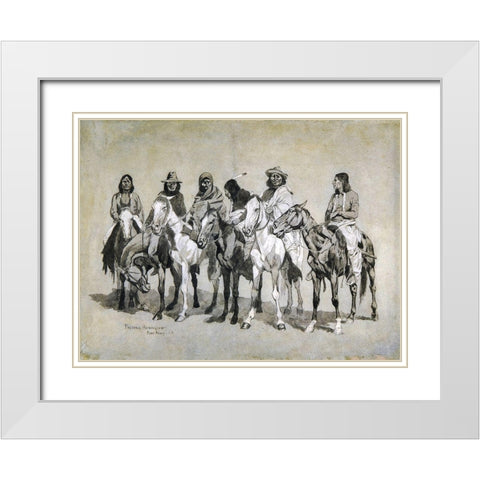Waiting For The Beef Issue White Modern Wood Framed Art Print with Double Matting by Remington, Frederic