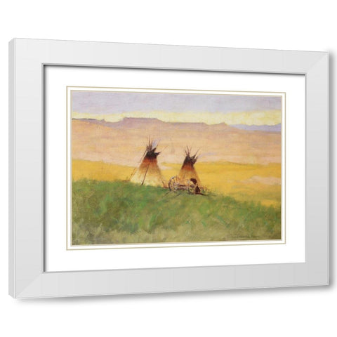 Stormy Morning in the Badlands White Modern Wood Framed Art Print with Double Matting by Remington, Frederic