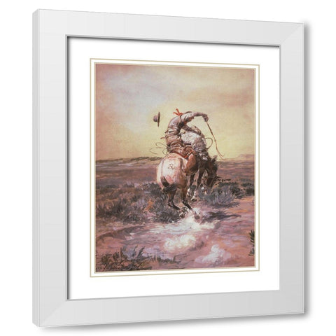 A Slick Rider White Modern Wood Framed Art Print with Double Matting by Russell, Charles Marion