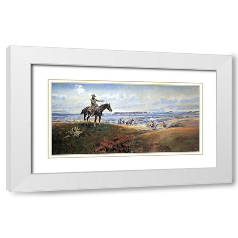Charles M Russell And His Friends White Modern Wood Framed Art Print with Double Matting by Russell, Charles Marion