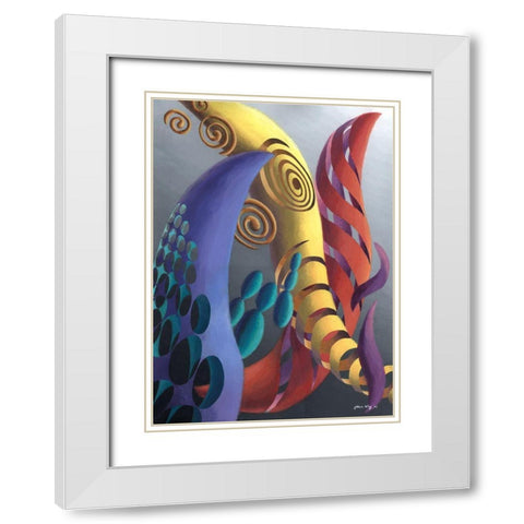 Zillusion I White Modern Wood Framed Art Print with Double Matting by Wang, John Z.