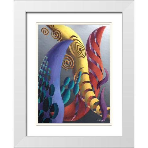 Zillusion I White Modern Wood Framed Art Print with Double Matting by Wang, John Z.