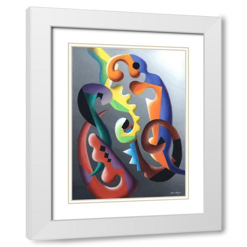 Zillusion III White Modern Wood Framed Art Print with Double Matting by Wang, John Z.