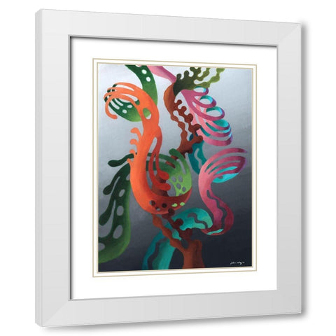 Zillusion IV White Modern Wood Framed Art Print with Double Matting by Wang, John Z.