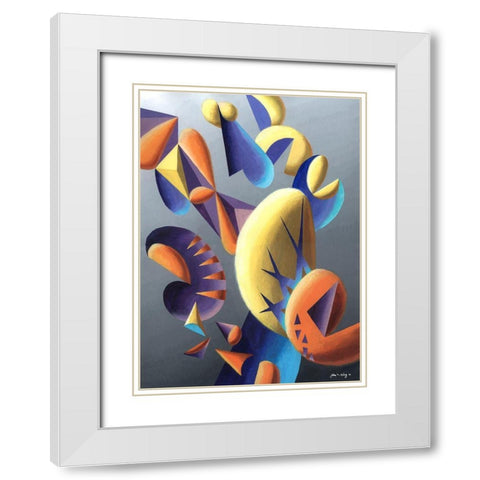 Zillusion V White Modern Wood Framed Art Print with Double Matting by Wang, John Z.