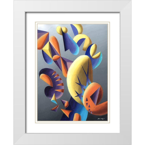Zillusion V White Modern Wood Framed Art Print with Double Matting by Wang, John Z.