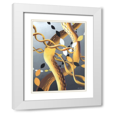 Zillusion VII White Modern Wood Framed Art Print with Double Matting by Wang, John Z.