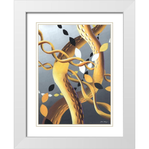 Zillusion VII White Modern Wood Framed Art Print with Double Matting by Wang, John Z.