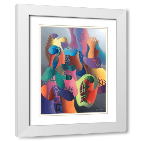 Zillusion VIII White Modern Wood Framed Art Print with Double Matting by Wang, John Z.