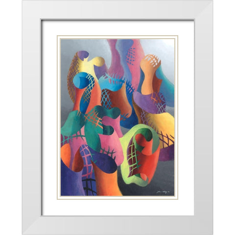 Zillusion VIII White Modern Wood Framed Art Print with Double Matting by Wang, John Z.
