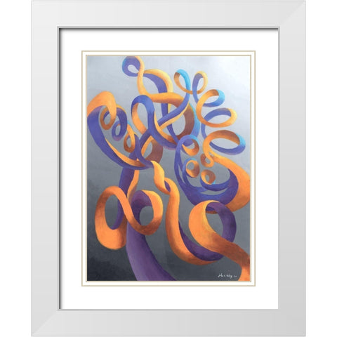 Zillusion IX White Modern Wood Framed Art Print with Double Matting by Wang, John Z.