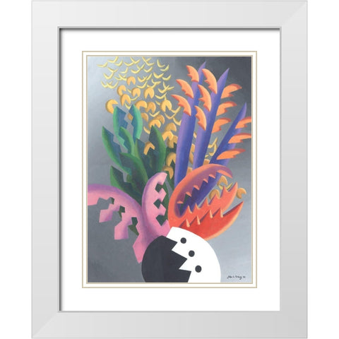 Dream Flowers I White Modern Wood Framed Art Print with Double Matting by Wang, John Z.