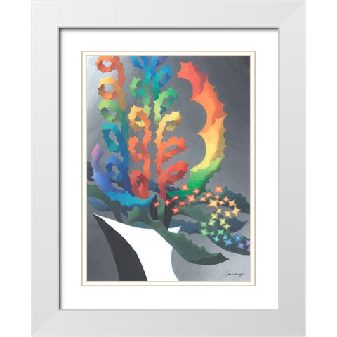 Dream Flowers II White Modern Wood Framed Art Print with Double Matting by Wang, John Z.
