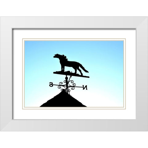 Horse Weather Vane White Modern Wood Framed Art Print with Double Matting by The Yellowstone Collection