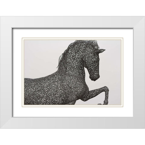 Horse wrought iron statue White Modern Wood Framed Art Print with Double Matting by The Yellowstone Collection