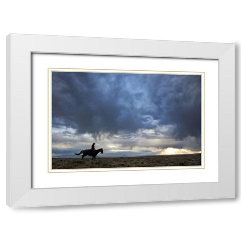 Plains Rider White Modern Wood Framed Art Print with Double Matting by The Yellowstone Collection