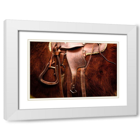 Saddled White Modern Wood Framed Art Print with Double Matting by The Yellowstone Collection