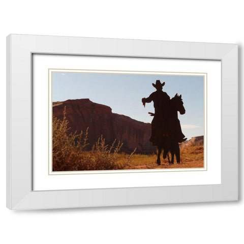 Shadow Rider White Modern Wood Framed Art Print with Double Matting by The Yellowstone Collection