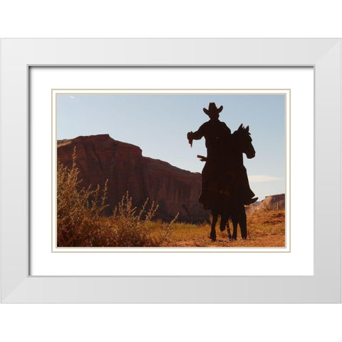 Shadow Rider White Modern Wood Framed Art Print with Double Matting by The Yellowstone Collection