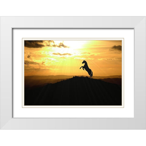 Sunset Dancer White Modern Wood Framed Art Print with Double Matting by The Yellowstone Collection