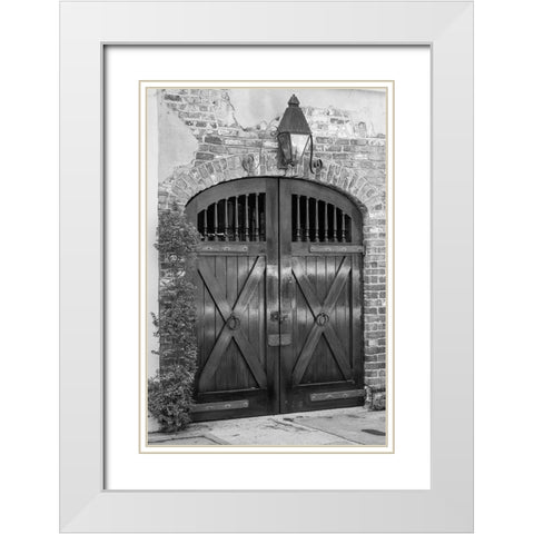 Wooden stable door White Modern Wood Framed Art Print with Double Matting by The Yellowstone Collection