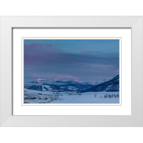 Alpenglow, Lamar Valley, Yellowstone National Park White Modern Wood Framed Art Print with Double Matting by Herbert, Neal