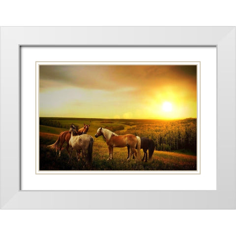 A Kiss Goodnight White Modern Wood Framed Art Print with Double Matting by The Yellowstone Collection