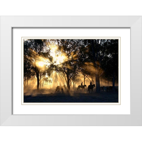 Forest Riders White Modern Wood Framed Art Print with Double Matting by The Yellowstone Collection