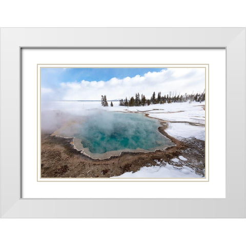 Black Pool Steaming, Yellowstone National Park White Modern Wood Framed Art Print with Double Matting by Frank, Jacob W.