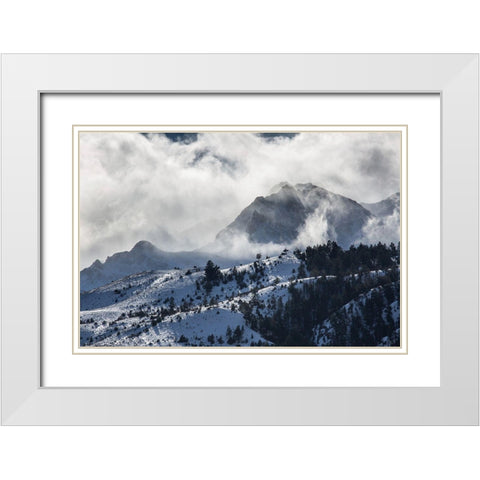 Blowing Snow, Electric Peak, Yellowstone National Park White Modern Wood Framed Art Print with Double Matting by The Yellowstone Collection