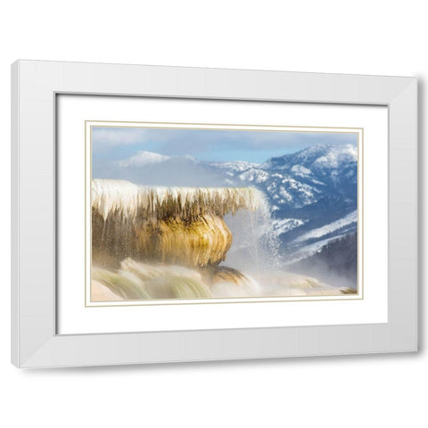 Canary Spring, Mammoth Hot Springs, Yellowstone National Park White Modern Wood Framed Art Print with Double Matting by The Yellowstone Collection