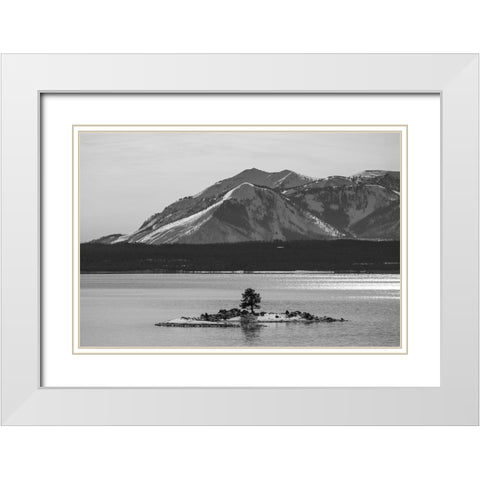 Carrington Island and Mount Sheridan, Yellowstone National Park White Modern Wood Framed Art Print with Double Matting by The Yellowstone Collection