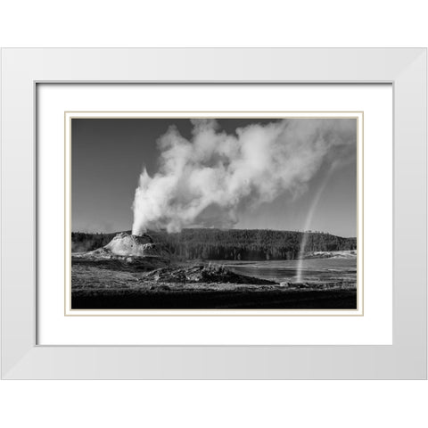 Castle Geyser Eruption, Yellowstone National Park White Modern Wood Framed Art Print with Double Matting by Frank, Jacob W.