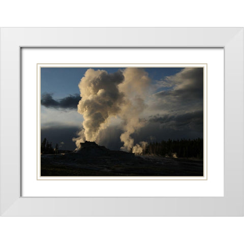 Castle Geyser in Upper Geyser Basin, Yellowstone National Park White Modern Wood Framed Art Print with Double Matting by Peaco, Jim