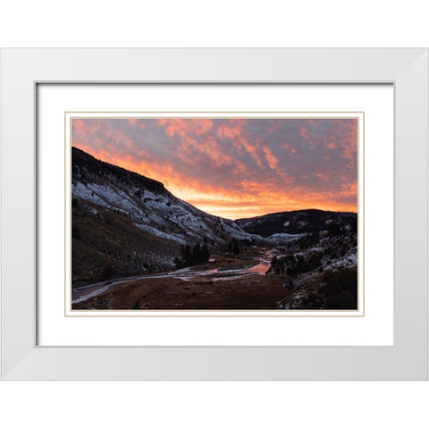 Sunrise at Gardner River, Yellowstone National Park White Modern Wood Framed Art Print with Double Matting by Frank, Jacob W.