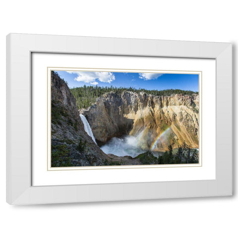 Lower Falls from Uncle Toms Trail, Yellowstone National Park White Modern Wood Framed Art Print with Double Matting by Herbert, Neal
