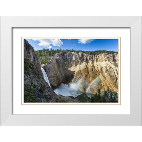 Lower Falls from Uncle Toms Trail, Yellowstone National Park White Modern Wood Framed Art Print with Double Matting by Herbert, Neal