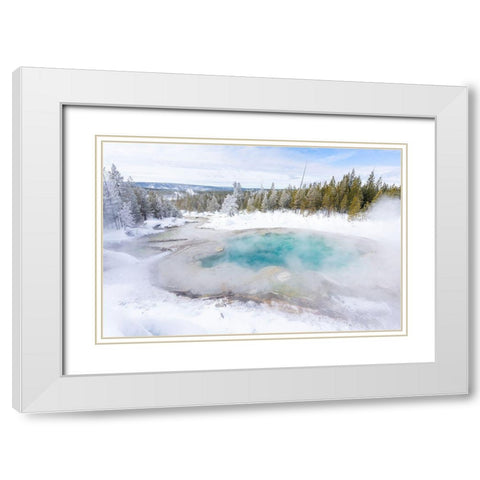 Emerald Spring, Yellowstone National Park White Modern Wood Framed Art Print with Double Matting by The Yellowstone Collection