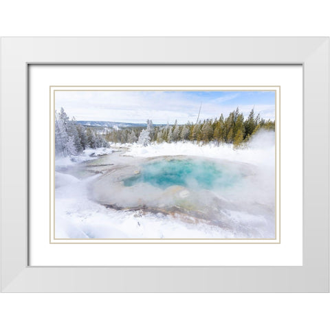 Emerald Spring, Yellowstone National Park White Modern Wood Framed Art Print with Double Matting by The Yellowstone Collection