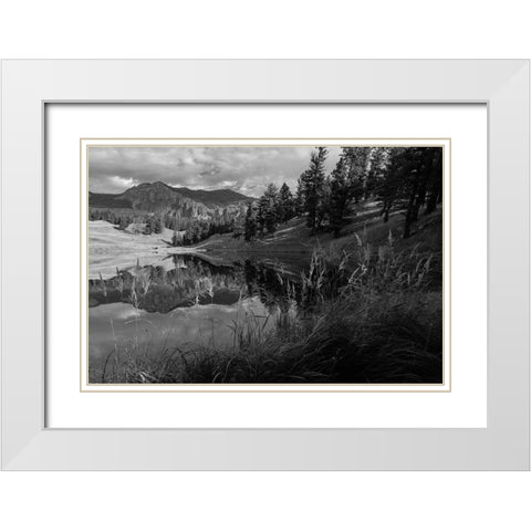 Fall Reflections at Trout Lake, Yellowstone National Park White Modern Wood Framed Art Print with Double Matting by Frank, Jacob W.