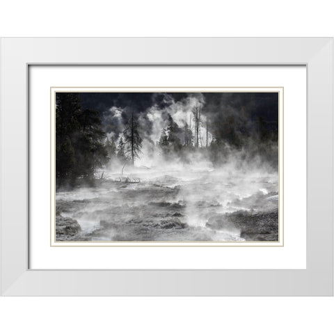 Frost and Steam, Midway Geyser Basin, Yellowstone National Park White Modern Wood Framed Art Print with Double Matting by The Yellowstone Collection