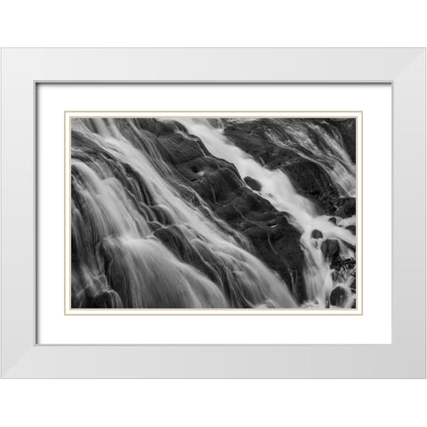 Gibbon Falls, Yellowstone National Park White Modern Wood Framed Art Print with Double Matting by The Yellowstone Collection
