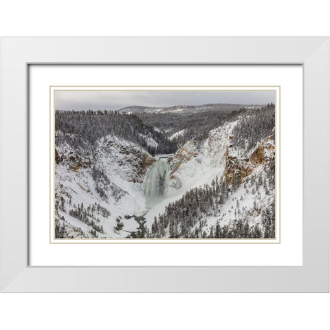 Lower Falls from Lookout Point, Yellowstone National Park White Modern Wood Framed Art Print with Double Matting by Frank, Jacob W.