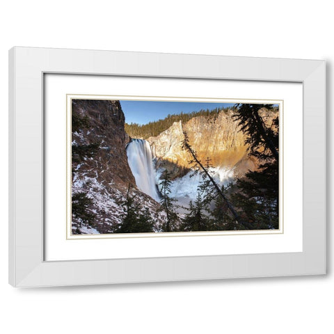Lower Falls from Uncle Toms Trail, Yellowstone National Park White Modern Wood Framed Art Print with Double Matting by The Yellowstone Collection