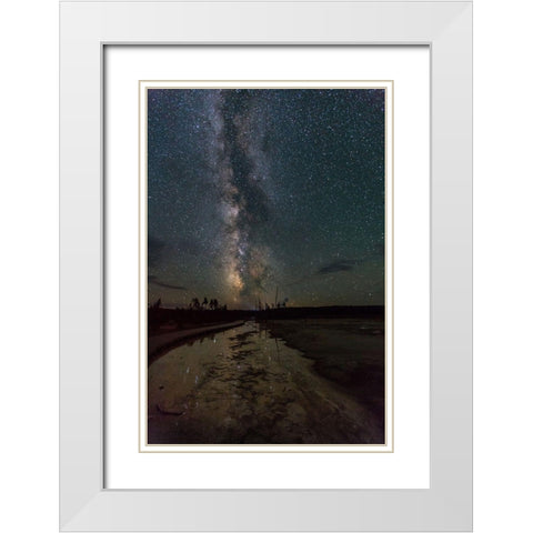 Milky Way at Fountain Paint Pots, Yellowstone National Park White Modern Wood Framed Art Print with Double Matting by The Yellowstone Collection