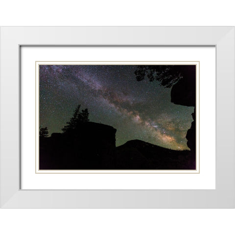 Milky Way near Mammoth Hot Springs, Yellowstone National Park White Modern Wood Framed Art Print with Double Matting by The Yellowstone Collection