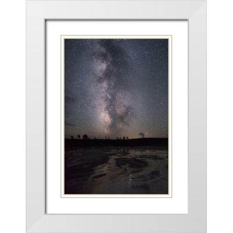 Milky Way over Silex Spring Runoff, Yellowstone National Park White Modern Wood Framed Art Print with Double Matting by The Yellowstone Collection